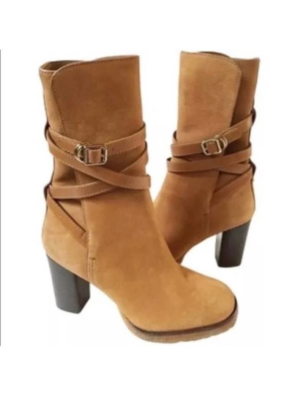 Tory BurchSuede Wrap-Strap Jamie Vicuna mid length Boots